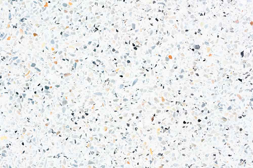 White terrazzo sample surface